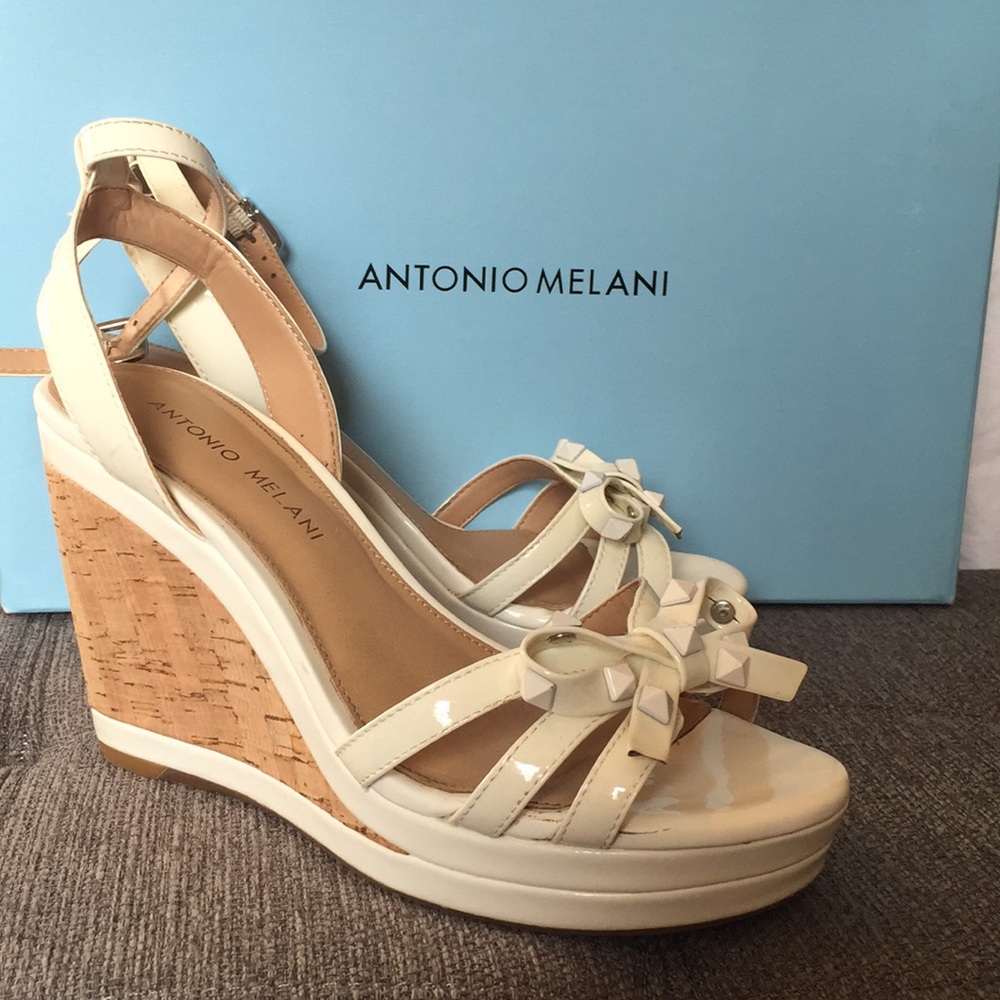 Antonio Melani studded bow wedge sandals
